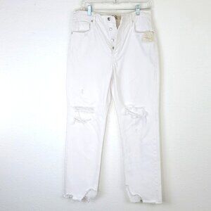 *NWT* WE THE FREE Tapered Baggy Boyfriend Distressed Jeans Chalk White, size 28